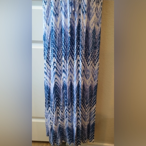 Design History Blue/white Sleeveless Long Maxi Dress Size Large, Tie Back - Picture 3 of 12
